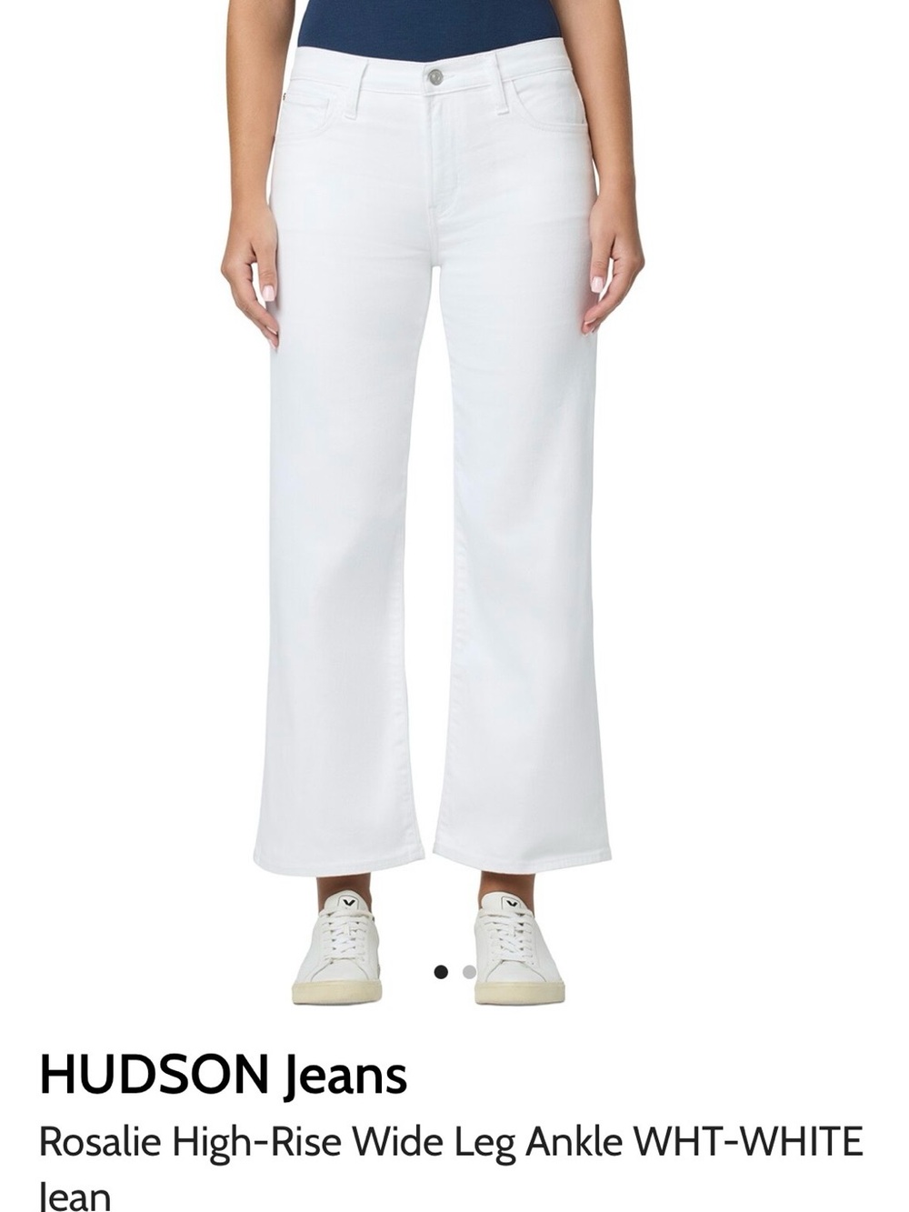 HUDSON Jeans Rosalie High-Rise Wide Leg Ankle Jeans in White - 31